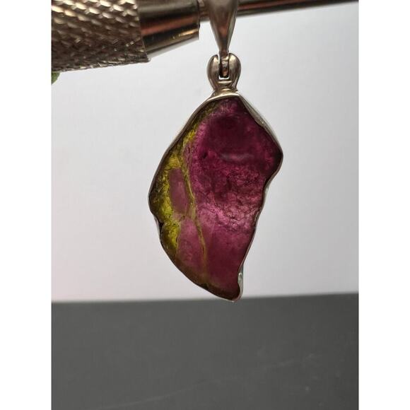 NEW Watermelon tourmaline sterling silver pendant 3.20 grams